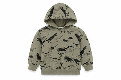 H&M Boys Green Dinosaur Print Pullover Hoodie, 4-5 Years