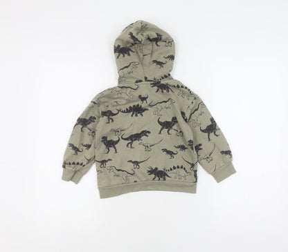 H&M Boys Green Dinosaur Print Pullover Hoodie, 4-5 Years