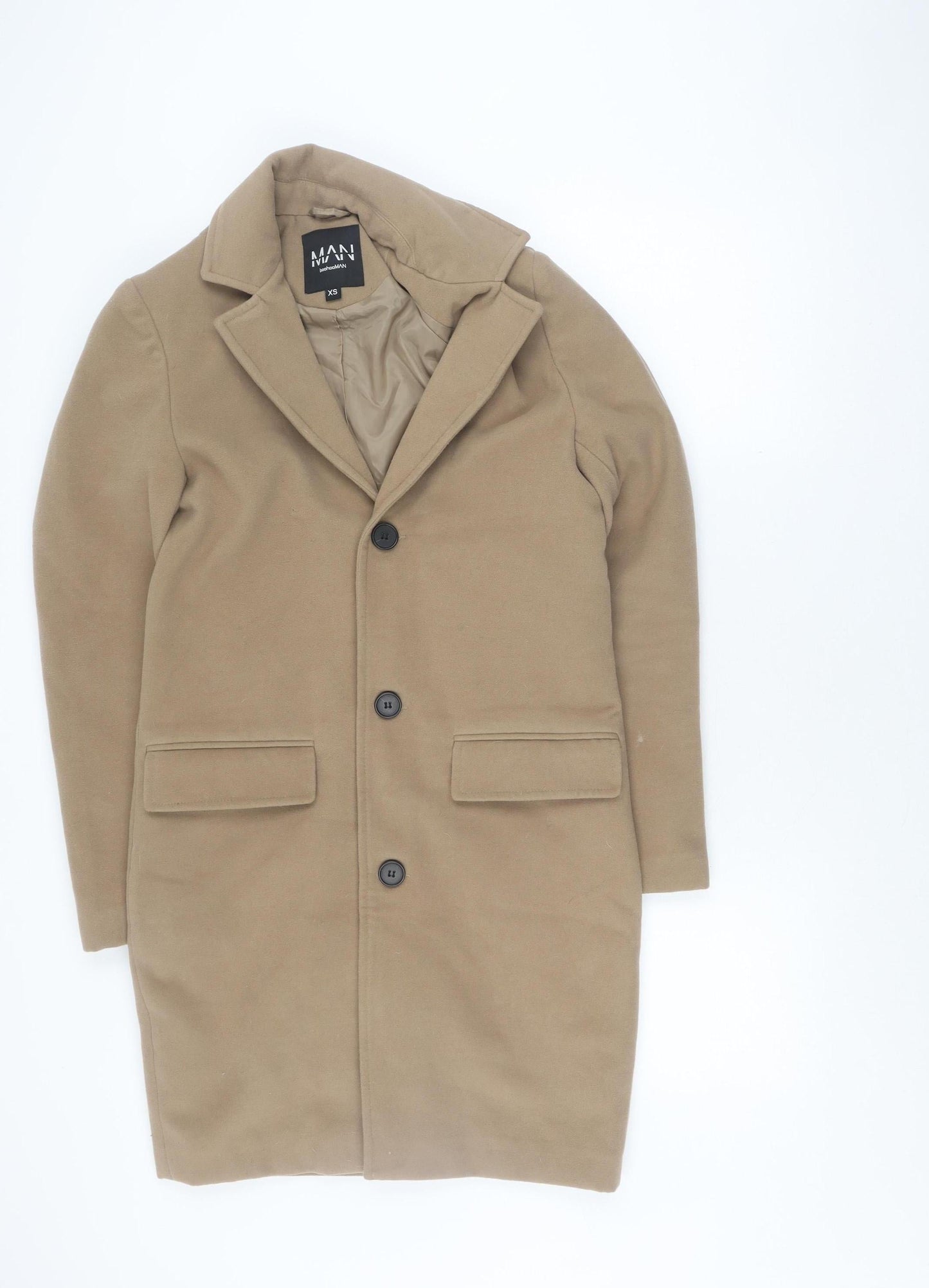 Mens UK Size XS boohooMAN Beige Overcoat