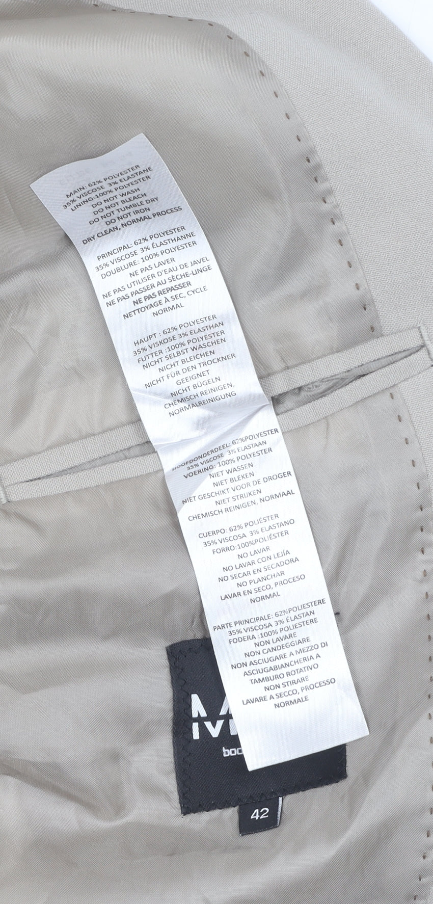 Mens UK Size 42 boohooMAN Regular Beige Suit Jacket