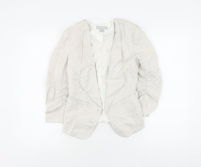 H&M Women's Beige Blazer Linen Mix Size 6 Regular Fit
