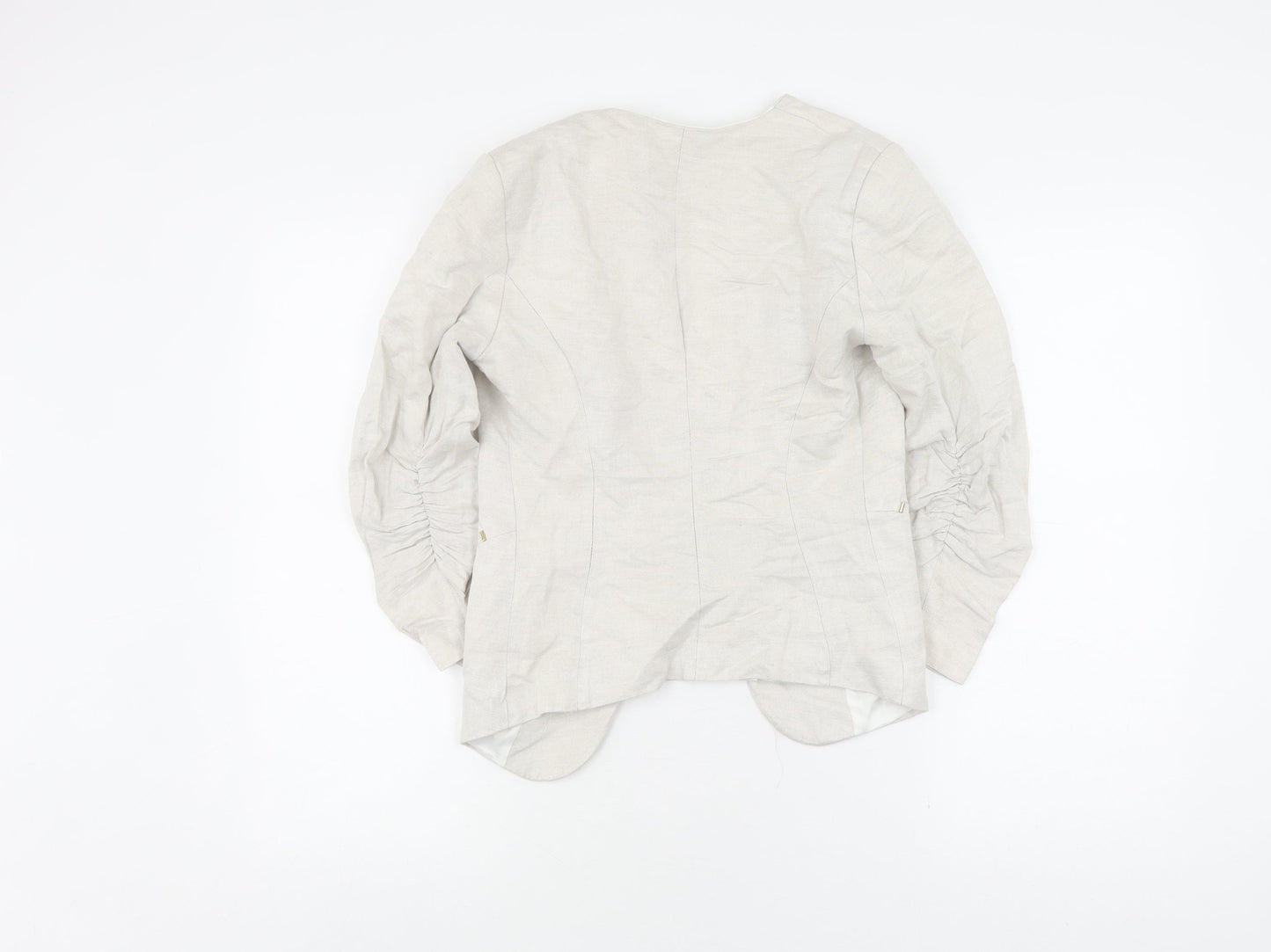 H&M Women's Beige Blazer Linen Mix Size 6 Regular Fit