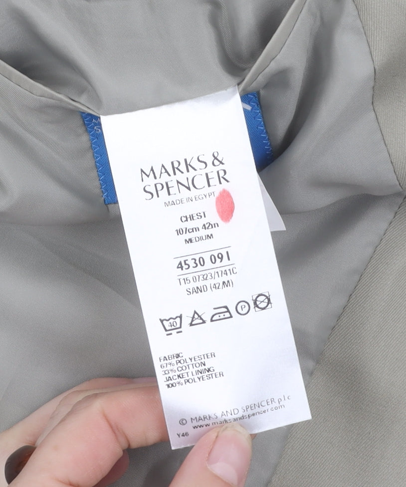 Mens UK Size 42 Marks and Spencer Regular Beige Suit Jacket