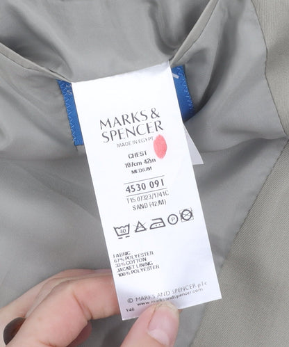 Mens UK Size 42 Marks and Spencer Regular Beige Suit Jacket
