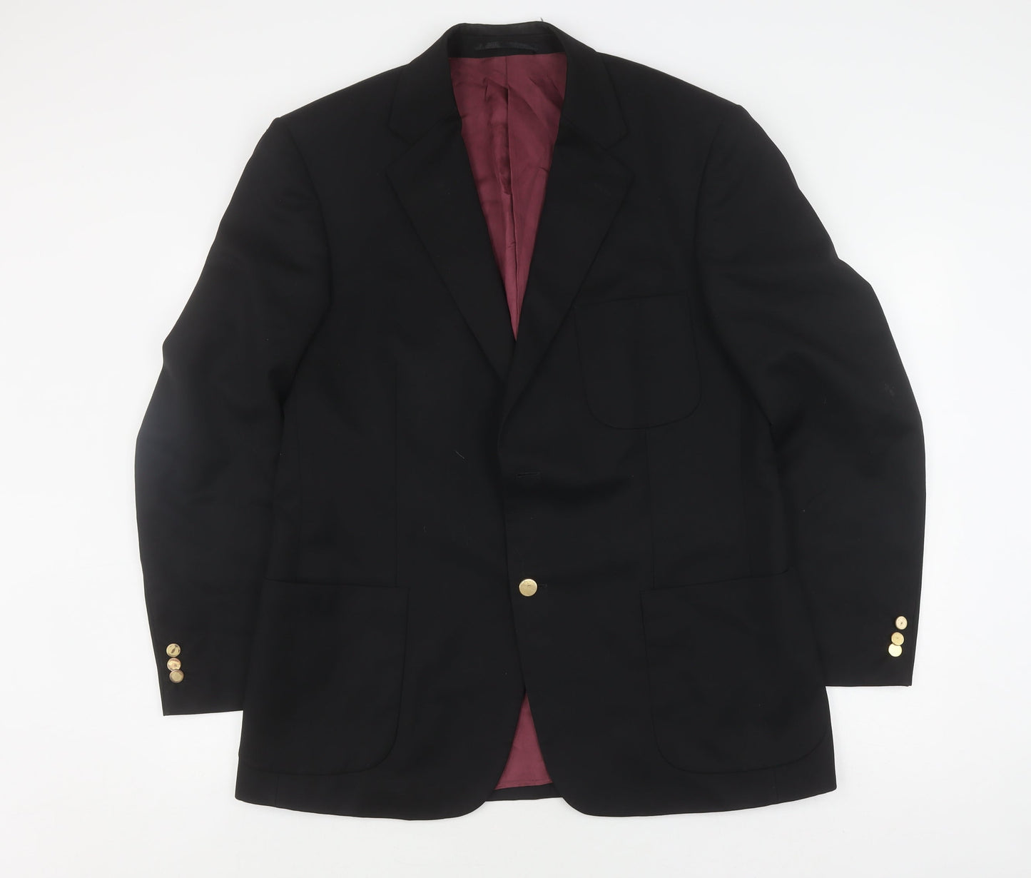 Pinstripe Men's Black Wool Blazer, Size 42, Regular Fit