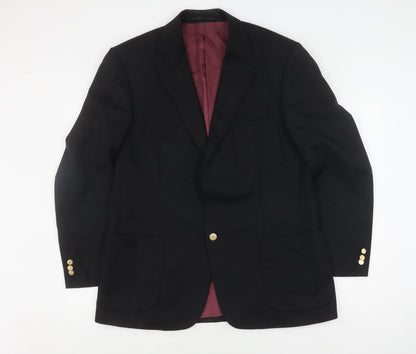 Pinstripe Men's Black Wool Blazer, Size 42, Regular Fit
