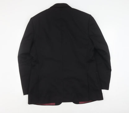 Pinstripe Men's Black Wool Blazer, Size 42, Regular Fit