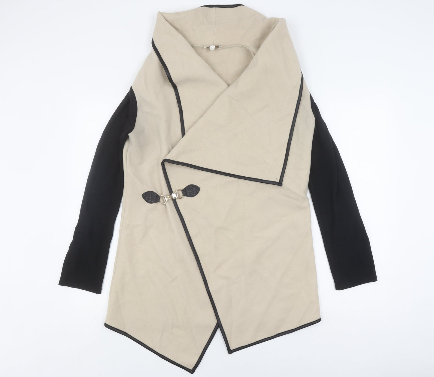 Apricot Women's Beige Black Long Coat with Toggle M-L