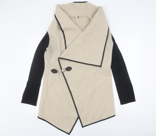 Apricot Women's Beige Black Long Coat with Toggle M-L