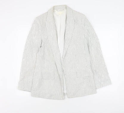 H&M Women's White Pinstripe Blazer Size 8, Casual Style