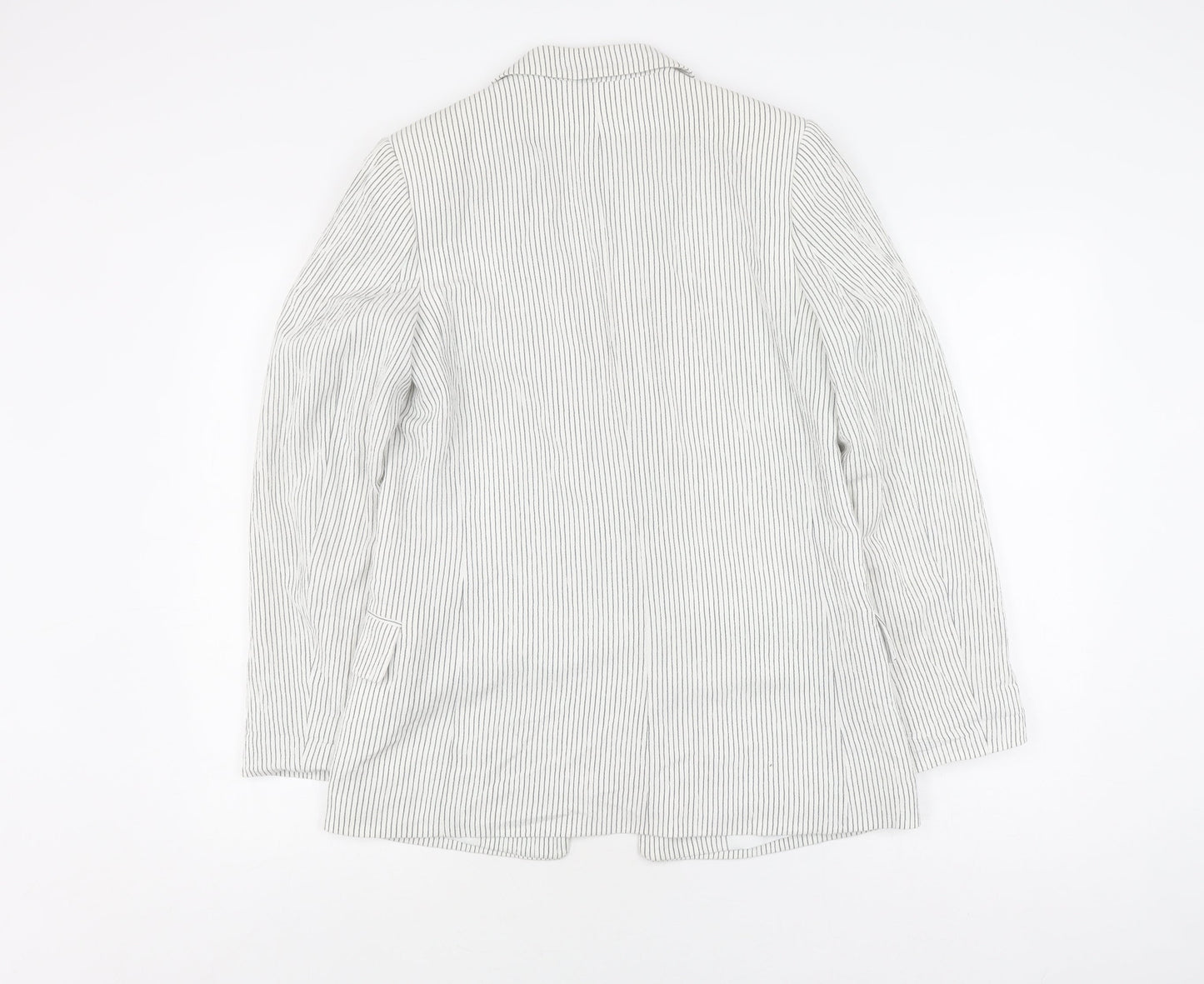 H&M Women's White Pinstripe Blazer Size 8, Casual Style