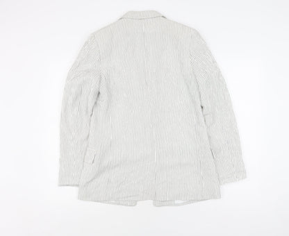 H&M Women's White Pinstripe Blazer Size 8, Casual Style