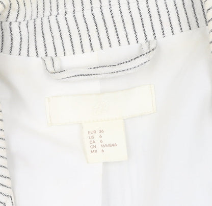 H&M Women's White Pinstripe Blazer Size 8, Casual Style