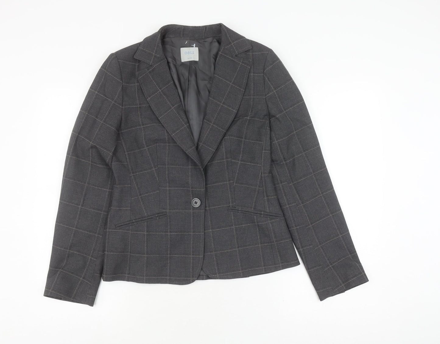 Oasis Women's Grey Check Blazer Size 12