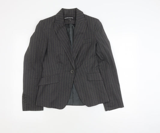 Warehouse Grey Pinstripe Women's Blazer Size 8