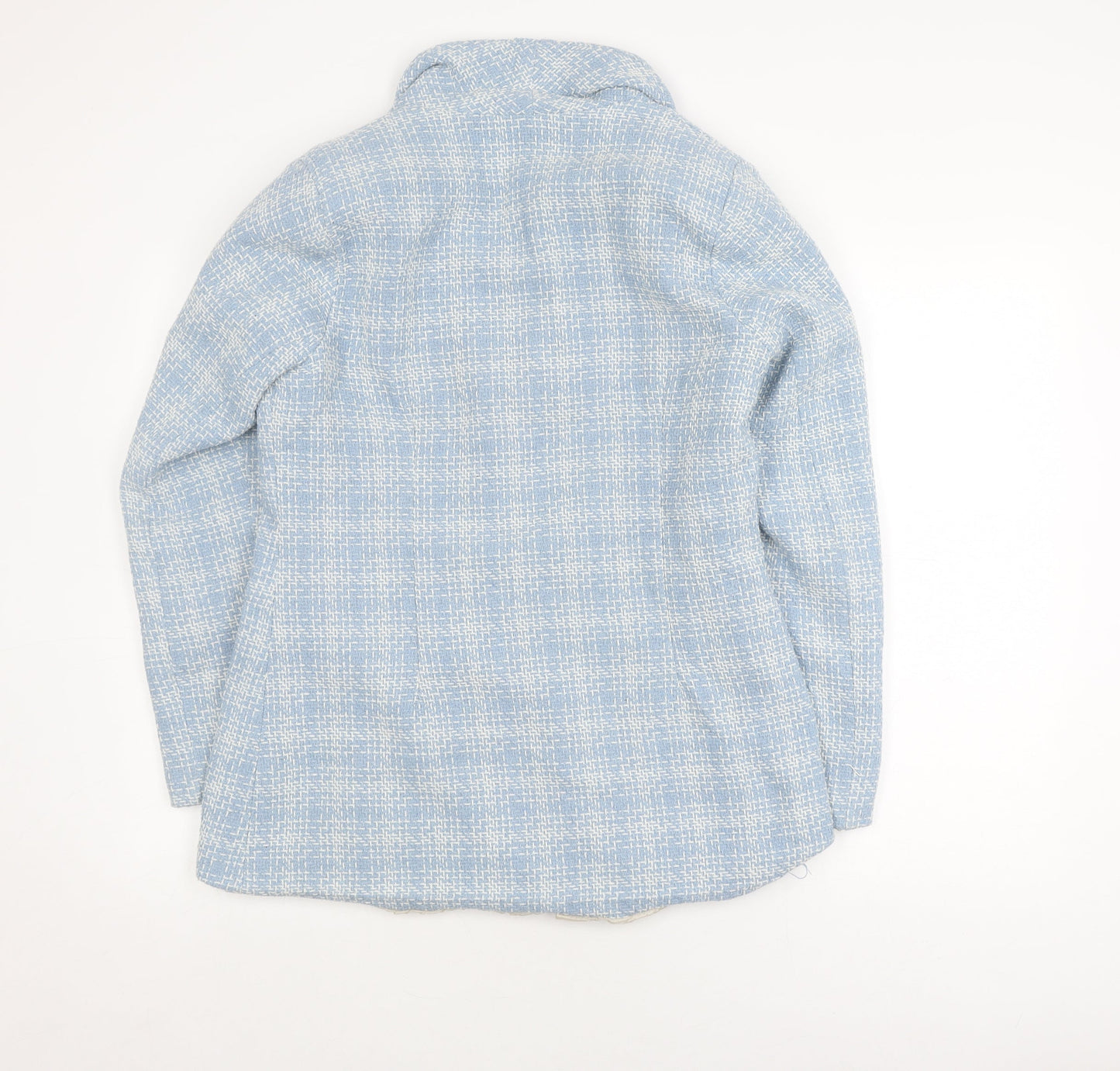 BERAT Women's Blue Bouclé Double-Breasted Blazer Size 12