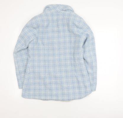 BERAT Women's Blue Bouclé Double-Breasted Blazer Size 12
