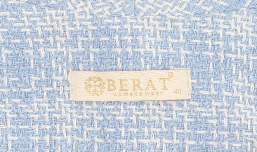 BERAT Women's Blue Bouclé Double-Breasted Blazer Size 12