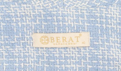 BERAT Women's Blue Bouclé Double-Breasted Blazer Size 12