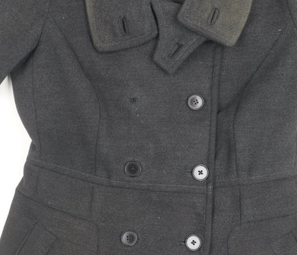 Zara Men's Grey Pea Coat Medium Double-Breasted Winter