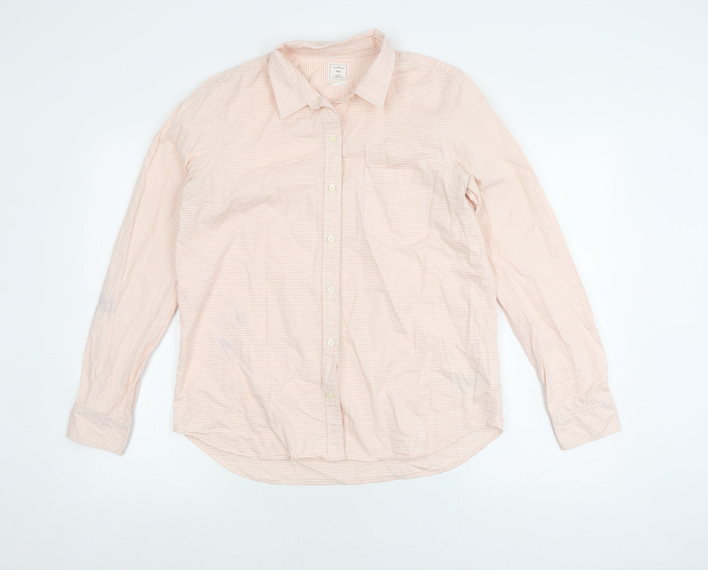 Gap Men's Peach Striped Casual Shirt M Fitted