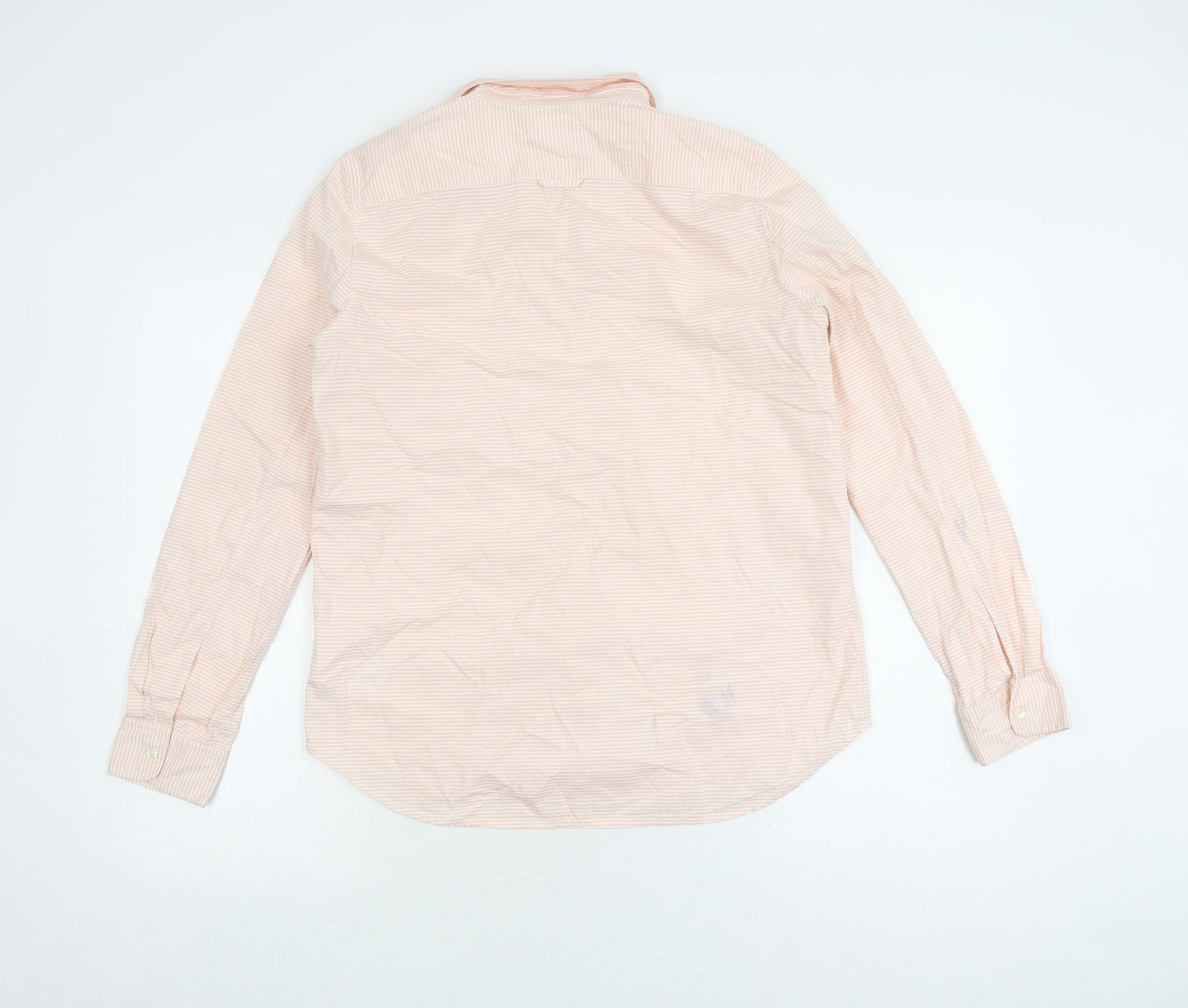 Gap Men's Peach Striped Casual Shirt M Fitted