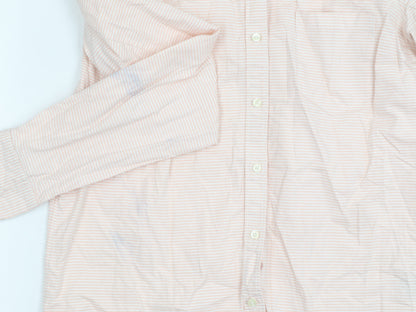 Gap Men's Peach Striped Casual Shirt M Fitted