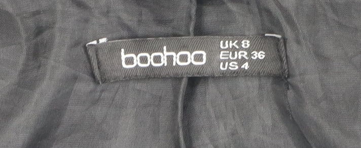 Womens UK Size 8 Boohoo Black Trench Coat