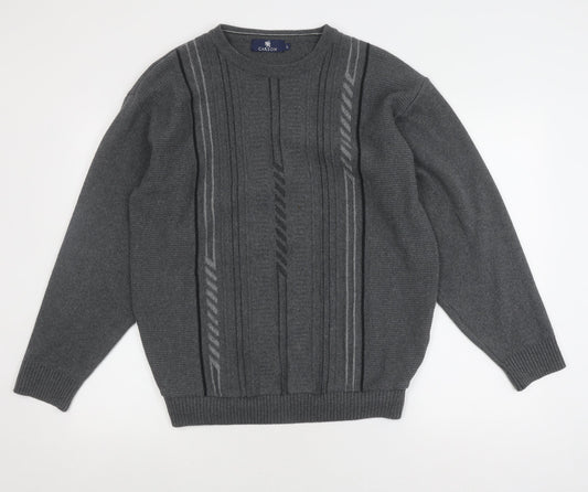 Carson Men's Grey Pullover Jumper Size L Geometric