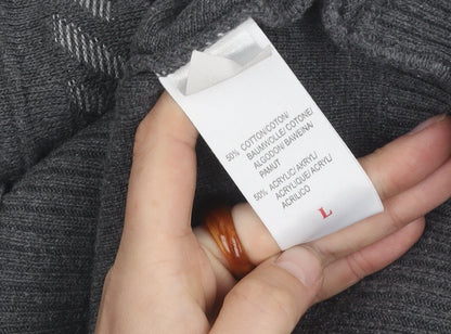 Carson Men's Grey Pullover Jumper Size L Geometric