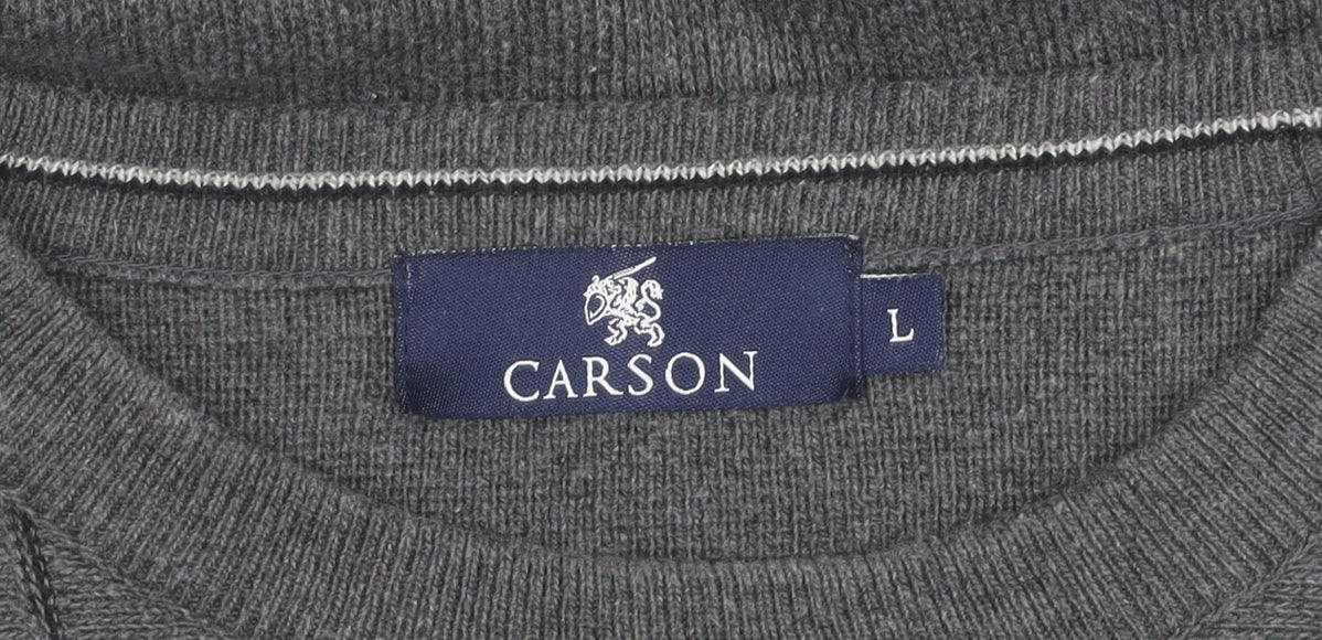 Carson Men's Grey Pullover Jumper Size L Geometric