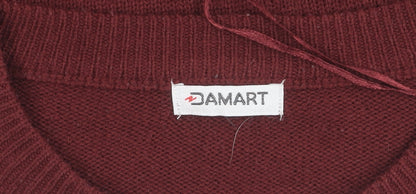 Damart Men's Red Pullover Jumper Size M Crew Neck