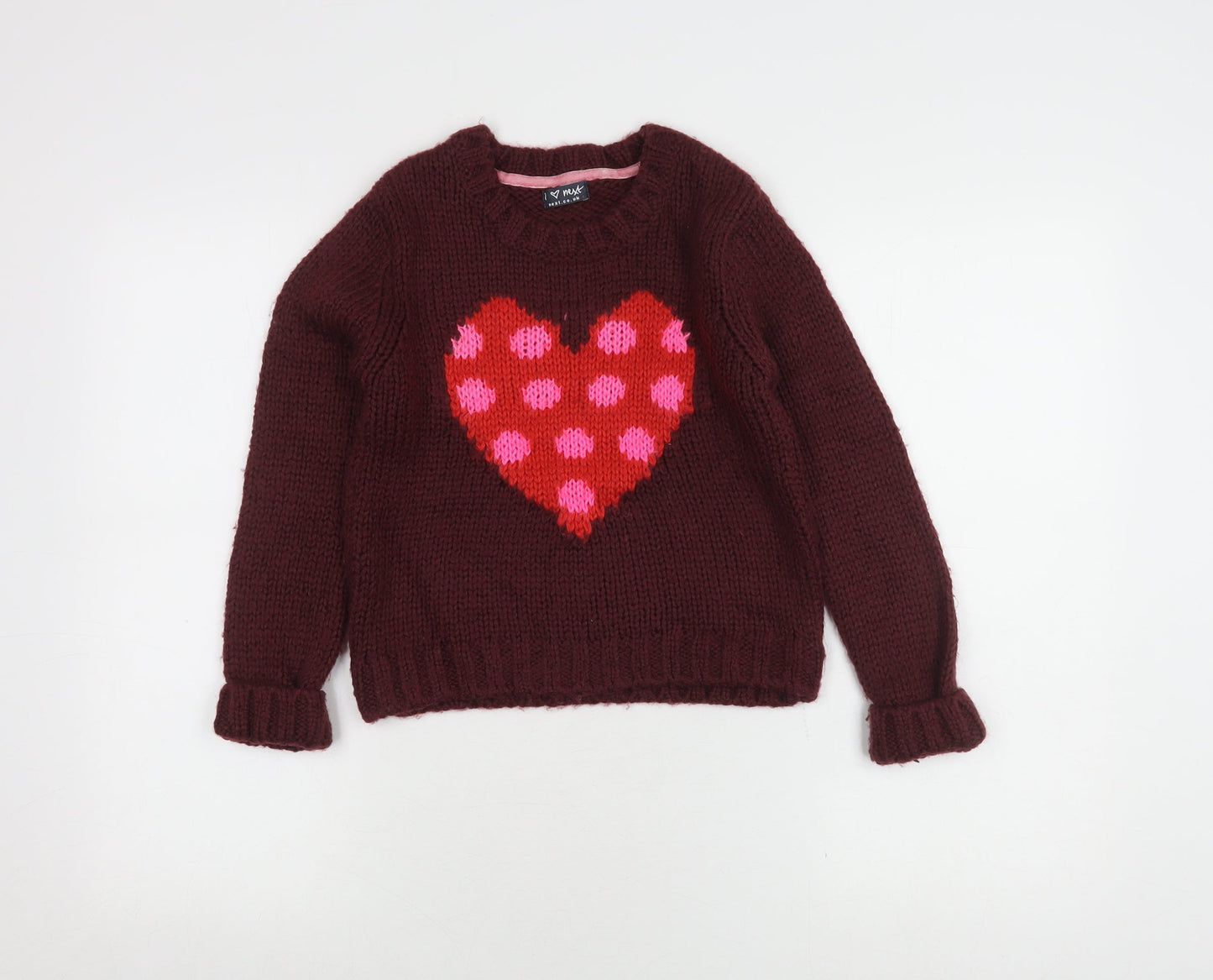 Next Girls Red Heart Pullover Jumper 9-10 Years