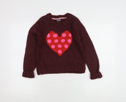 Next Girls Red Heart Pullover Jumper 9-10 Years