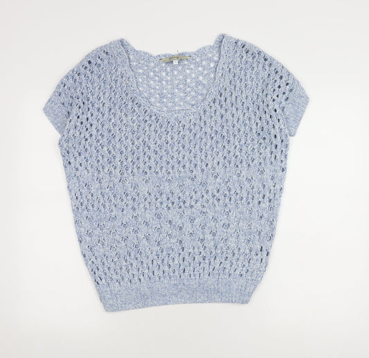 Mantaray Women's Blue Cropped Knit Blouse Size 12