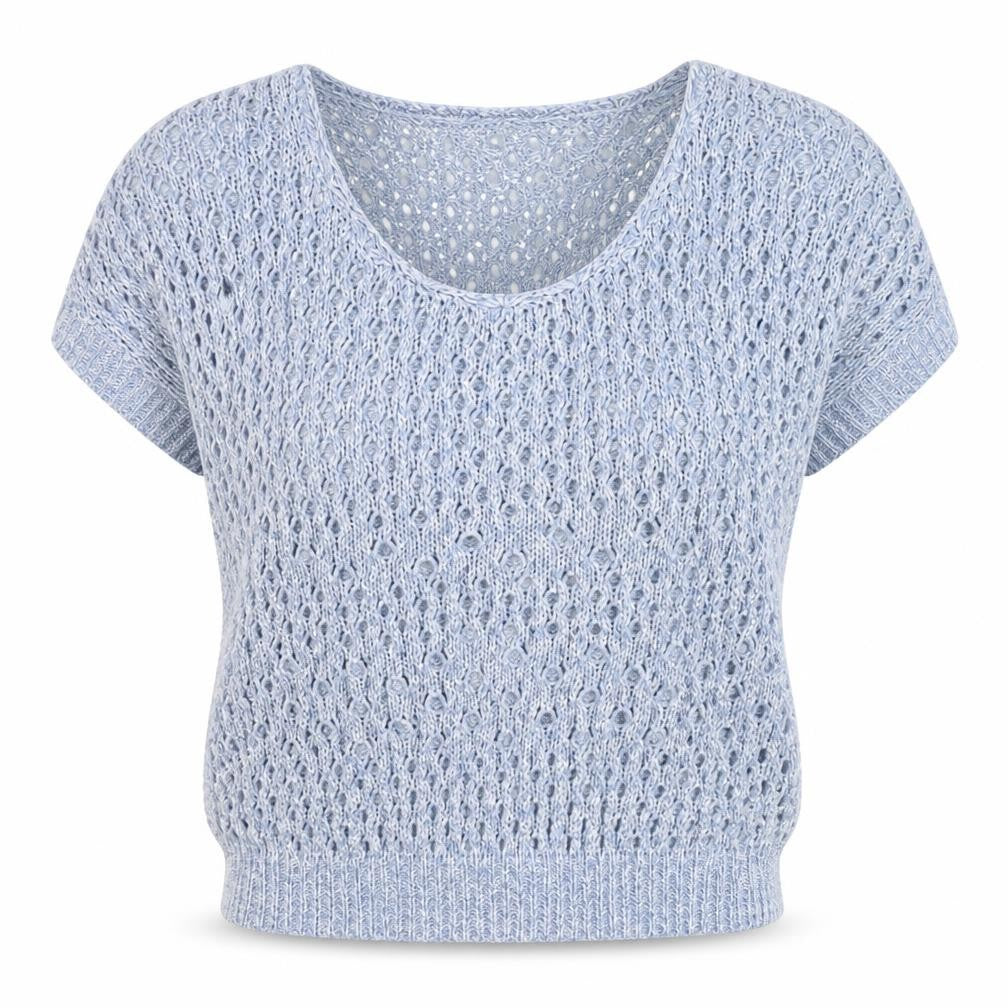 Womens UK Size 12 Mantaray Blue Cropped Blouse
