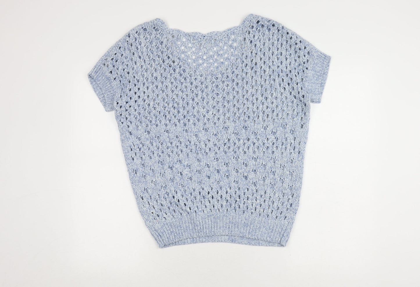 Mantaray Women's Blue Cropped Knit Blouse Size 12