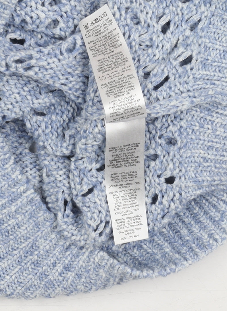 Mantaray Women's Blue Cropped Knit Blouse Size 12