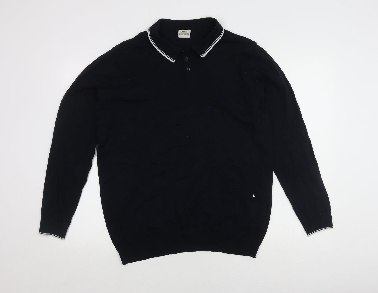 ACW85 Men's Black Long Sleeve Polo Shirt Large