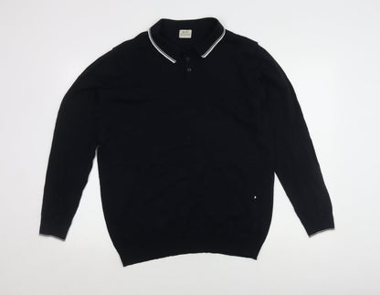 ACW85 Men's Black Long Sleeve Polo Shirt Large