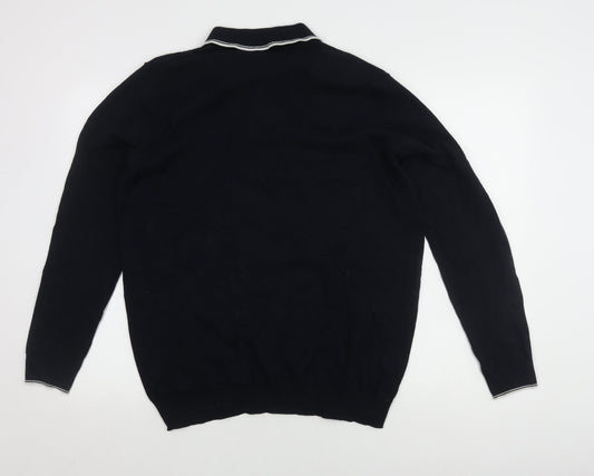 ACW85 Men's Black Long Sleeve Polo Shirt Large