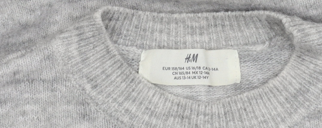 H&M Girls Grey Pullover Jumper, Size 12-13 Years