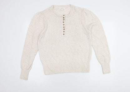 Womens UK Size 14 Per Una Ivory Henley Jumper