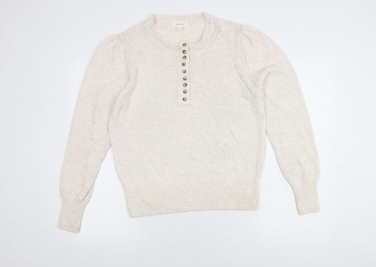 Womens UK Size 14 Per Una Ivory Henley Jumper