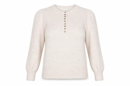 Womens UK Size 14 Per Una Ivory Henley Jumper
