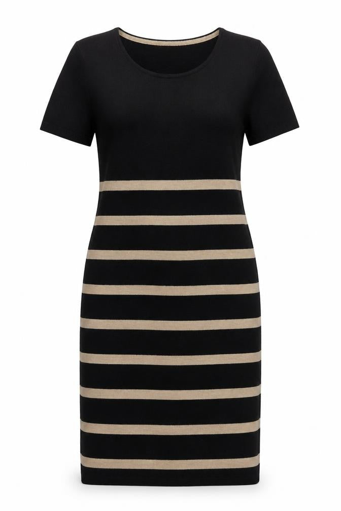 Country Casuals Women's Black Striped Sheath Dress M