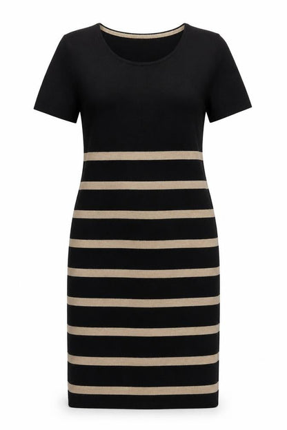 Country Casuals Women's Black Striped Sheath Dress M
