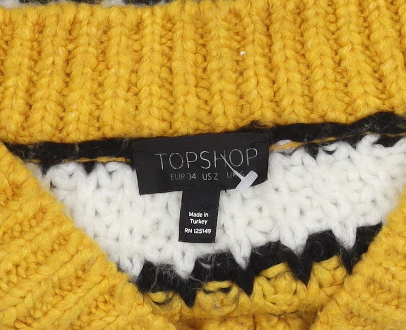 Womens UK Size 6 Topshop Multicoloured Pullover Jumper