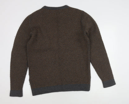 DKNY Men's Grey Waffle-Knit Pullover Jumper S