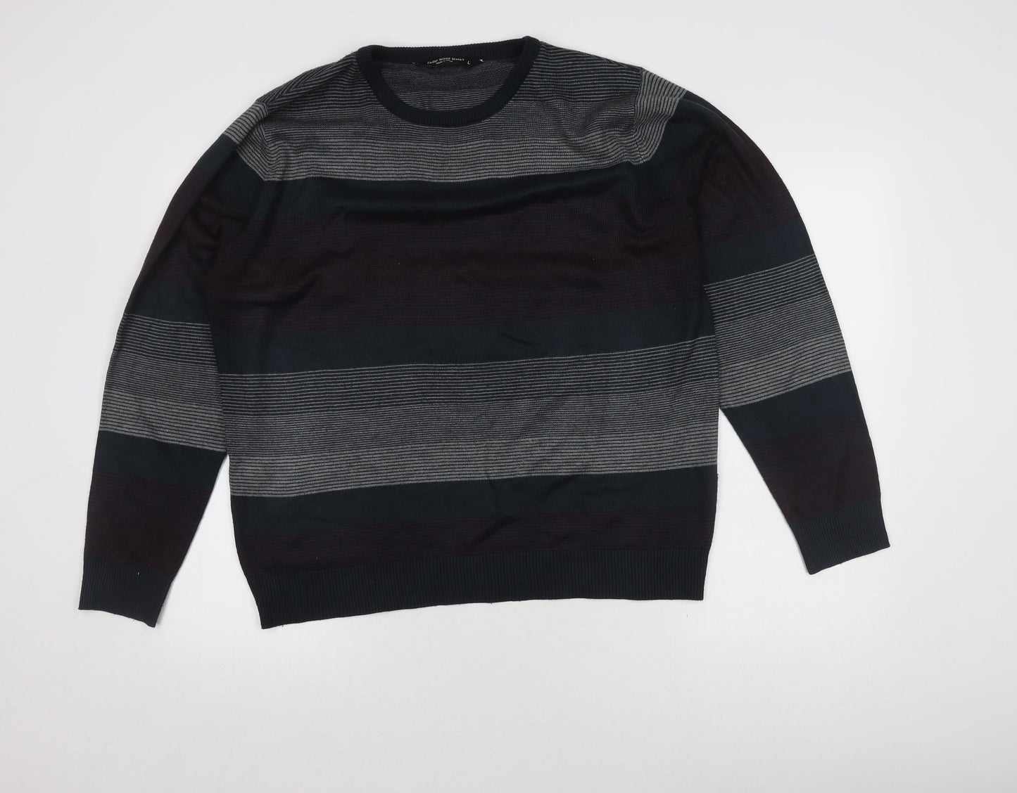 Cedar Wood State Men's Multicoloured Striped Pullover Jumper L